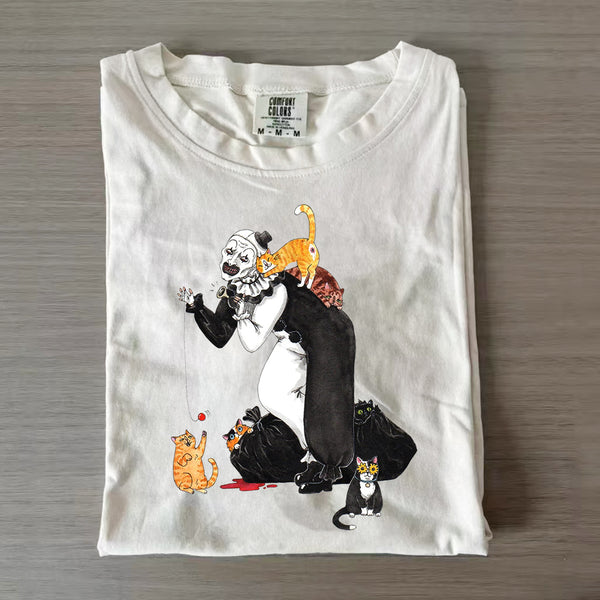 Vintage Scary Clown and Cats Shirt