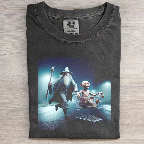 Gandalf Pushing Gollum in shopping cart shirt